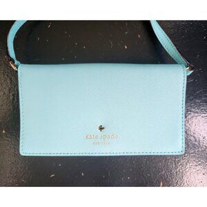KATE SPADE Crossbody Leather Phone Wallet Baby Blue Leather